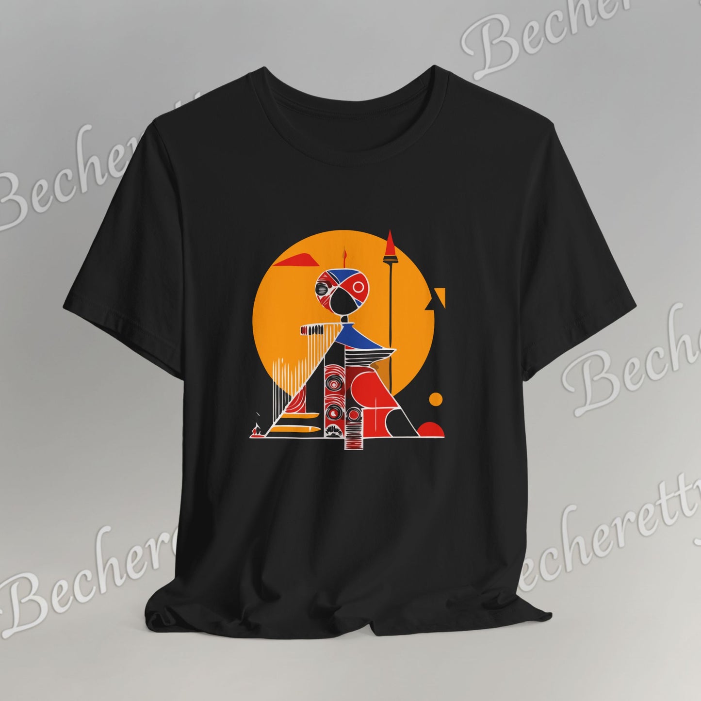 "Solar Guardian" Short Sleeve Becheretty T-shirt - Casual - Wear the strength of the sun and the precision of the spear