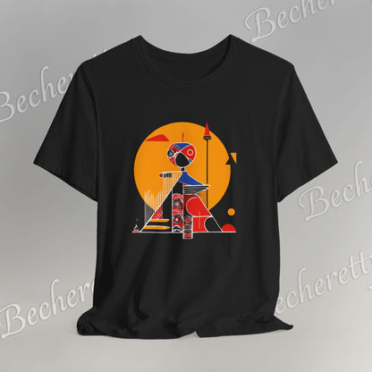 "Solar Guardian" Short Sleeve Becheretty T-shirt - Casual - Wear the strength of the sun and the precision of the spear