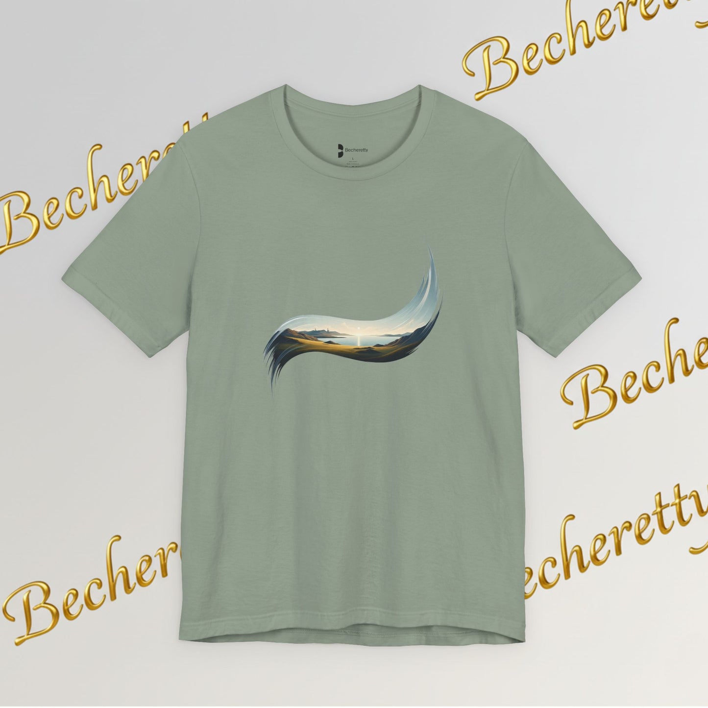 Abstract Wave Tee — Minimal Coastal Brushstroke T-Shirt Becheretty - Ideal Gift - Original Design