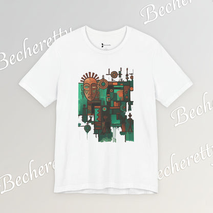 Abstract Tribal Mask Art T-Shirt — Geometric Afrocentric Graphic Becheretty