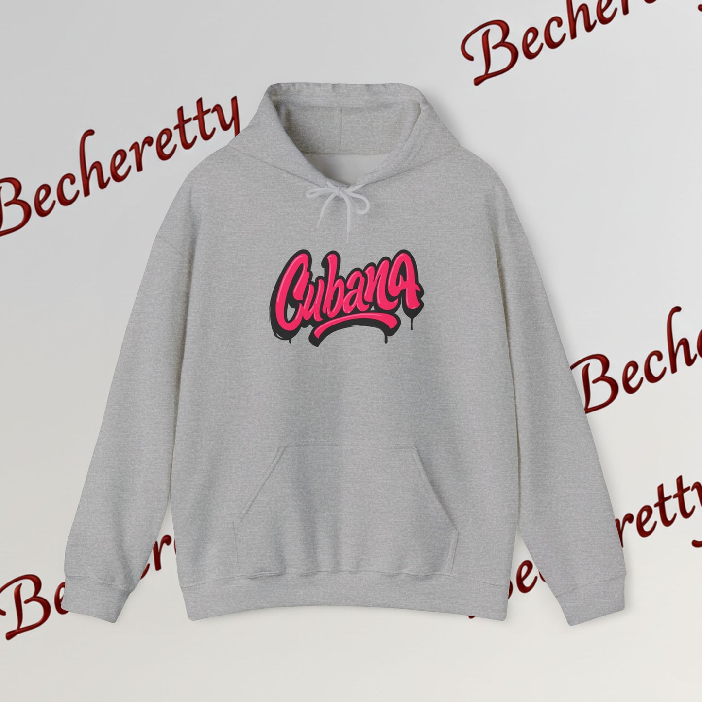 Graphic Hoodie "Cubana"  Art Graphic Becheretty - This spacious kangaroo-style bag proudly displays a connection to Cuban culture.