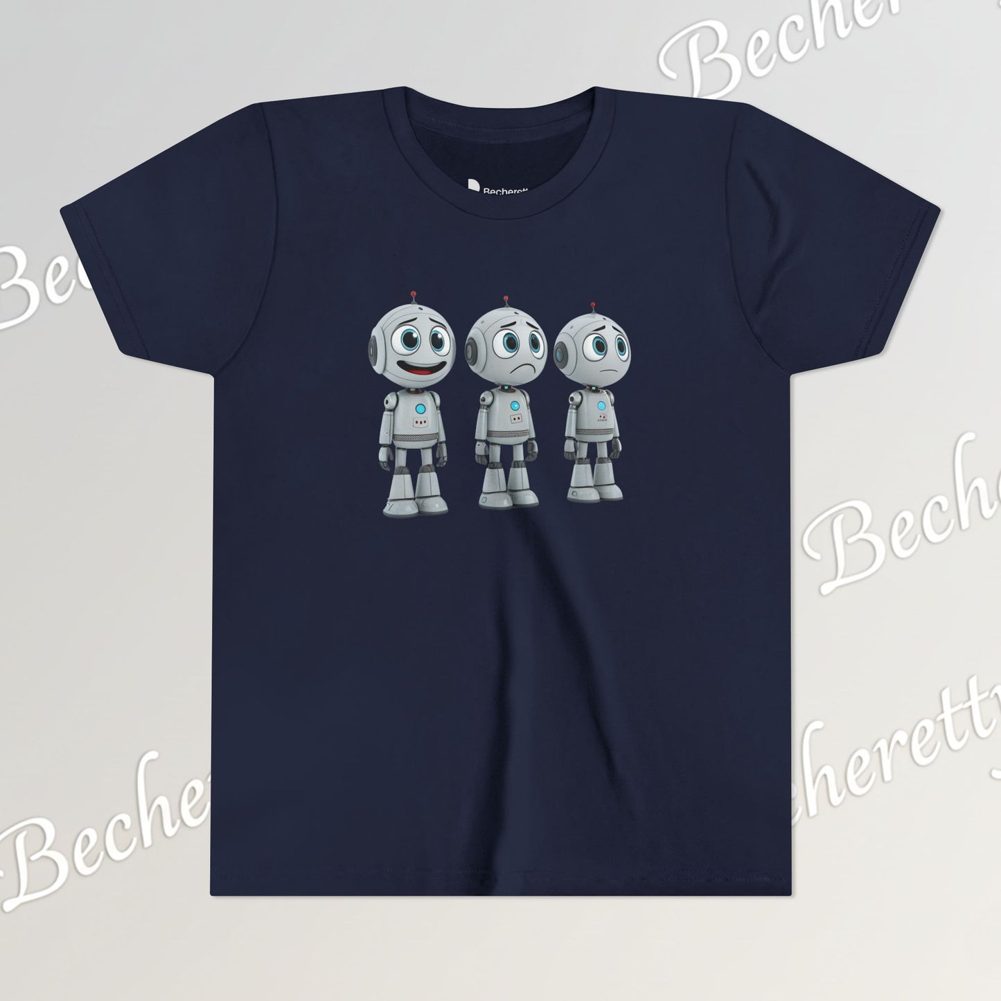 Youth T-Shirt  "Three Funny Kid Robots" Art Graphic Becheretty - Perfect for expressing your daily mood without saying a word