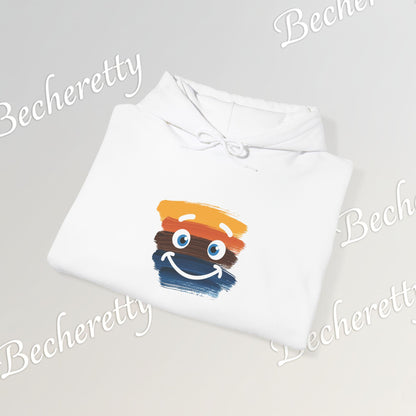 Graphic Hoodie - Smiling Sunset Brushstroke - Cute Happy Face- Art Minimalist Becheretty
