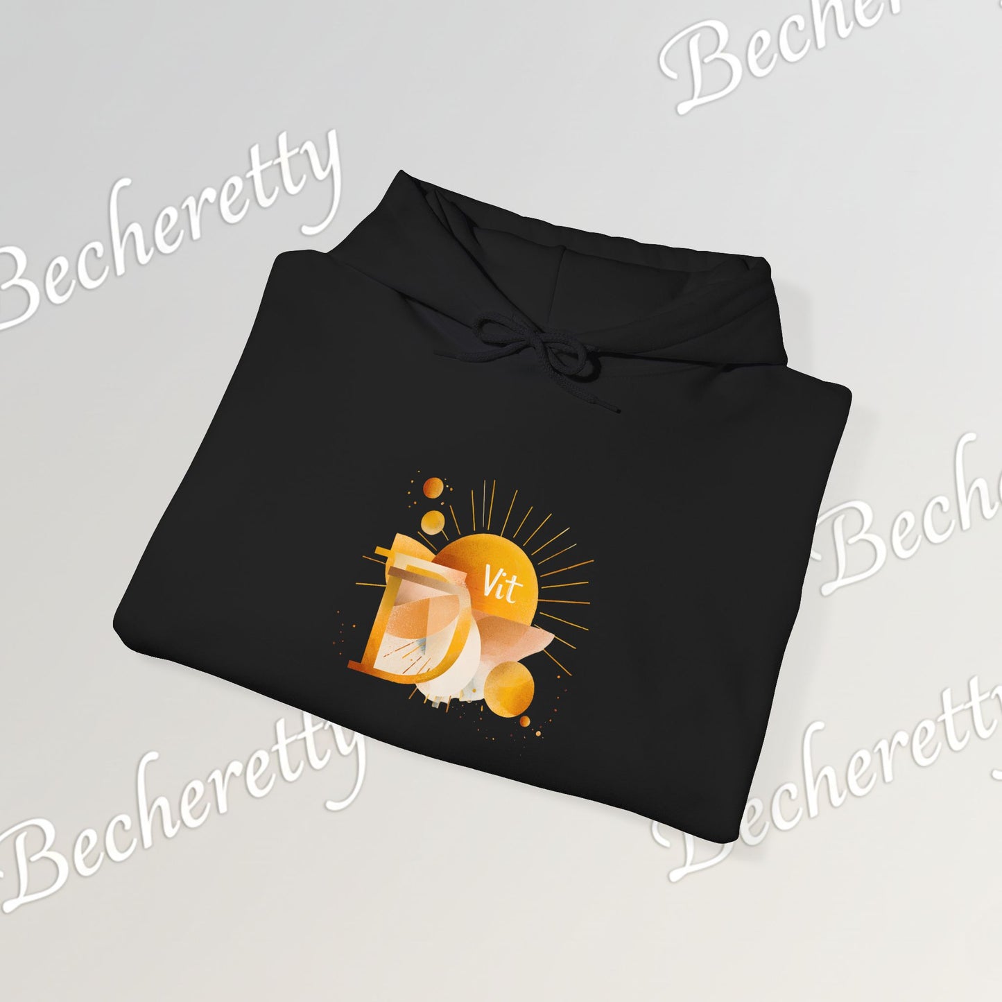 "Vit D" Graphic Hoodie - Art Minimalist Becheretty - Embrace the sunshine wherever you go, casual wear