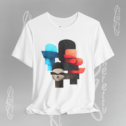 Abstract Face Graphic Tee - Colorful Design Becheretty - Silent Dialogue - Casual Wear