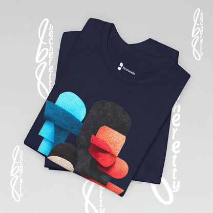 Abstract Face Graphic Tee - Colorful Design Becheretty - Silent Dialogue - Casual Wear