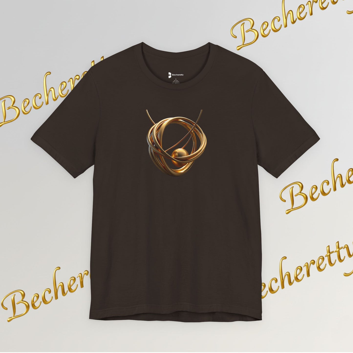 T-Shirt - Golden Abstract Orb Graphic Art Becheretty - Perfect for everyday wear with a refined, contemporary edge.