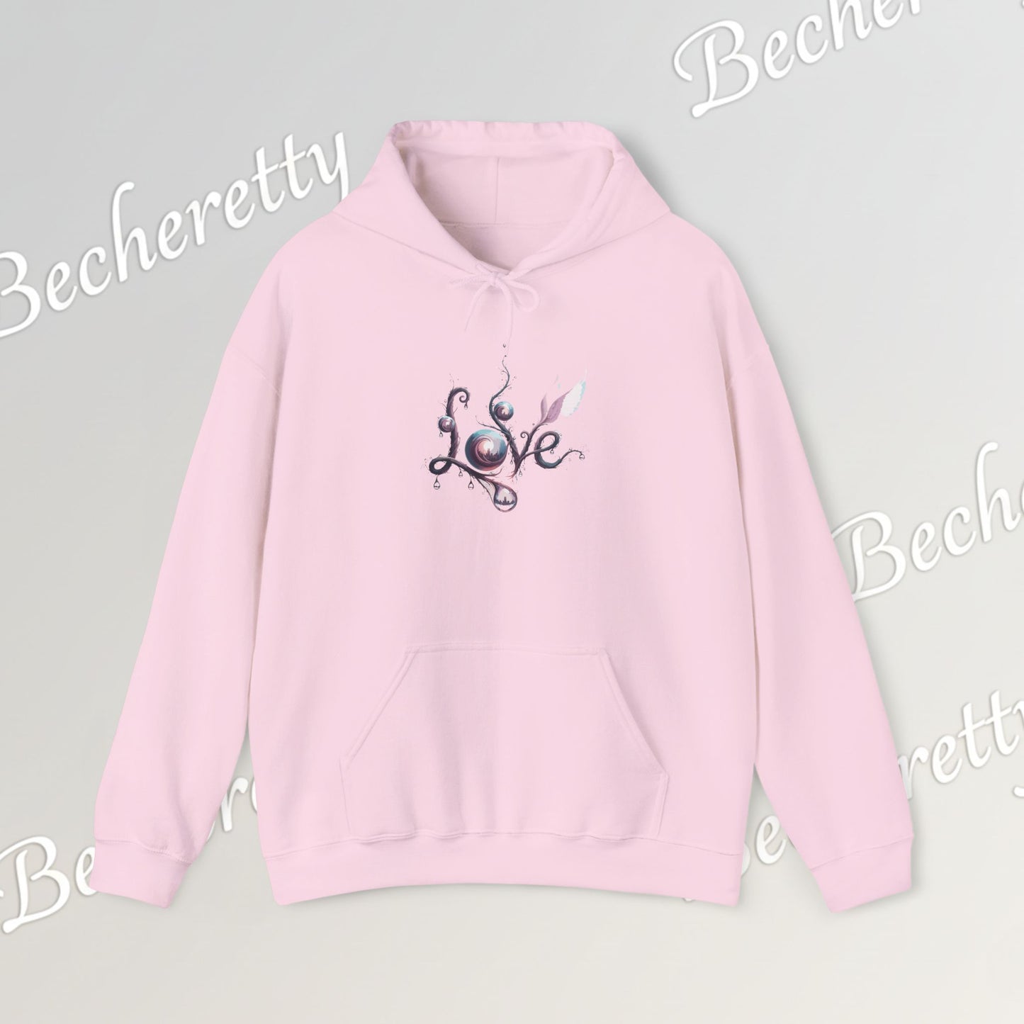 Love Floral Hoodie - Romantic Script - Art Graphic Becheretty - Perfect Gift for your loved one