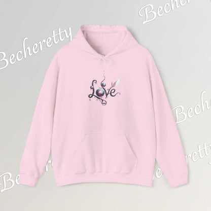Love Floral Hoodie - Romantic Script - Art Graphic Becheretty - Perfect Gift for your loved one