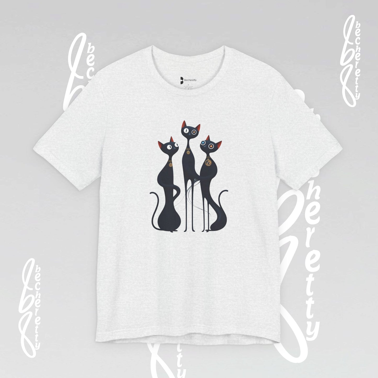 Black Cat Trio Tee – Cute Retro Cats Graphic T-Shirt - Minimalist Art Becheretty - Perfect gift for cats lovers