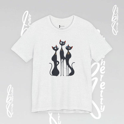 Black Cat Trio Tee – Cute Retro Cats Graphic T-Shirt - Minimalist Art Becheretty - Perfect gift for cats lovers
