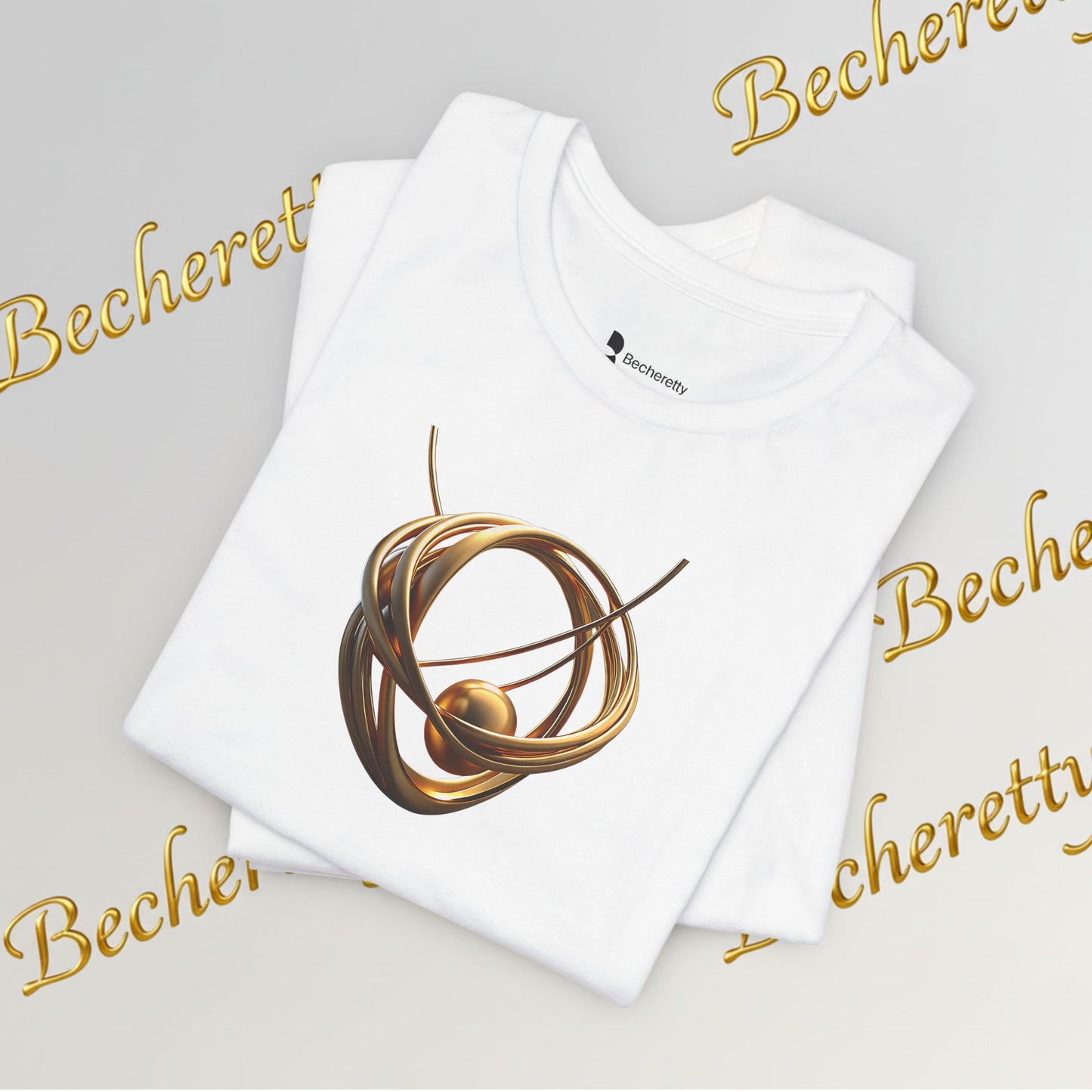 T-Shirt - Golden Abstract Orb Graphic Art Becheretty - Perfect for everyday wear with a refined, contemporary edge.
