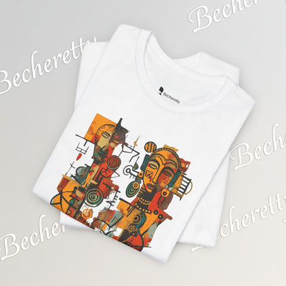 African Art T-Shirt "Ancestral Echoes" Graphic Becheretty - Abstract style - Ethno-Contemporary Fashion