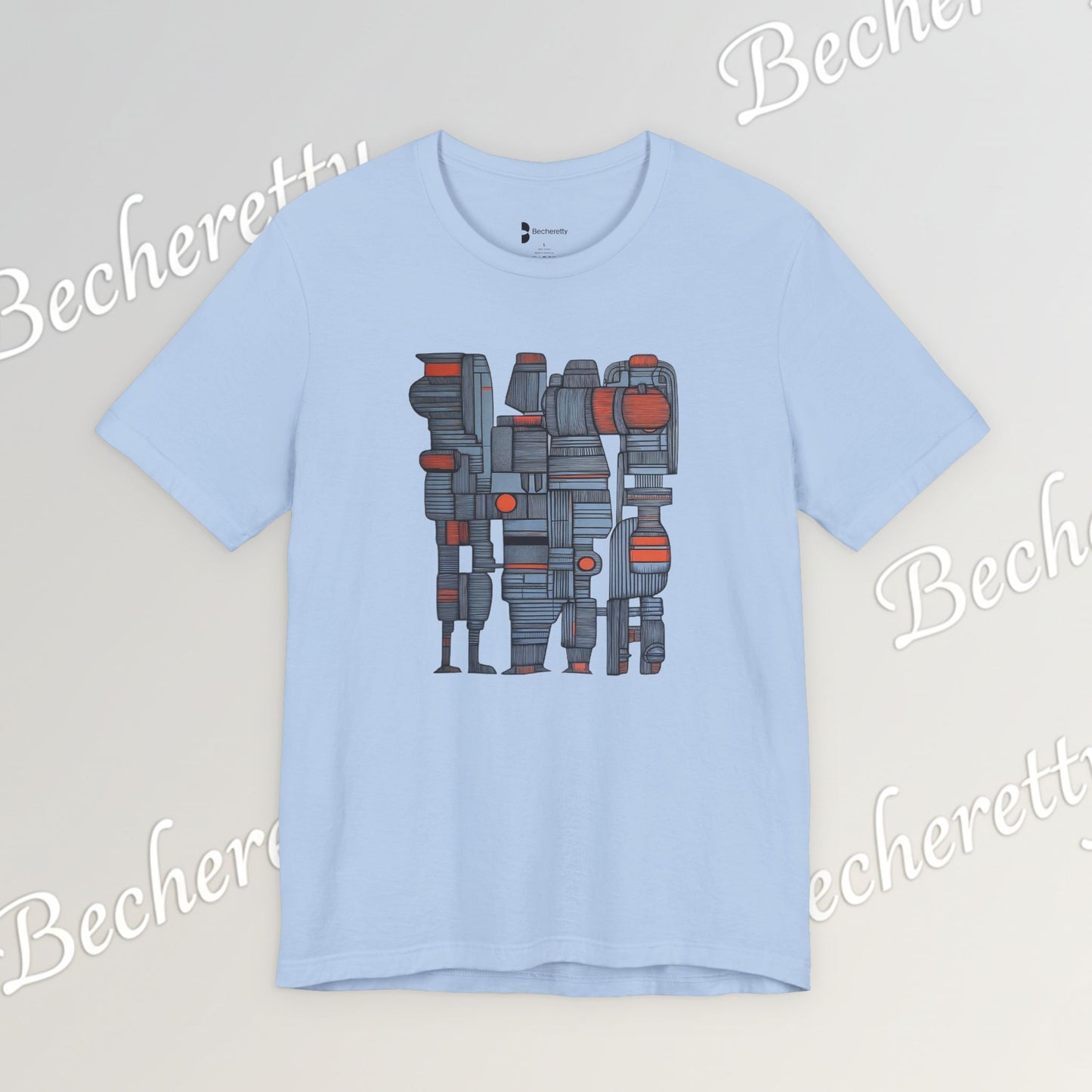 Abstract figurative illustration T-Shirt Becheretty - Geometric, totem-inspired composition - Wearable Art