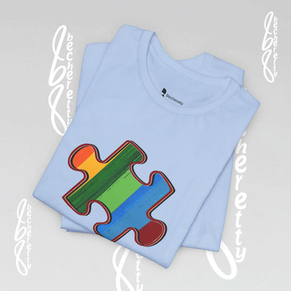 Colorful Puzzle Piece Tee - Art Graphic Becheretty - Support Autism Awareness, and Neurodiversity