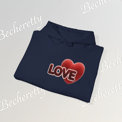 "LOVE" Plush Covered in Fur Graphic Hoodie - Art Minimalist Becheretty - Valentins day & Casual Wear