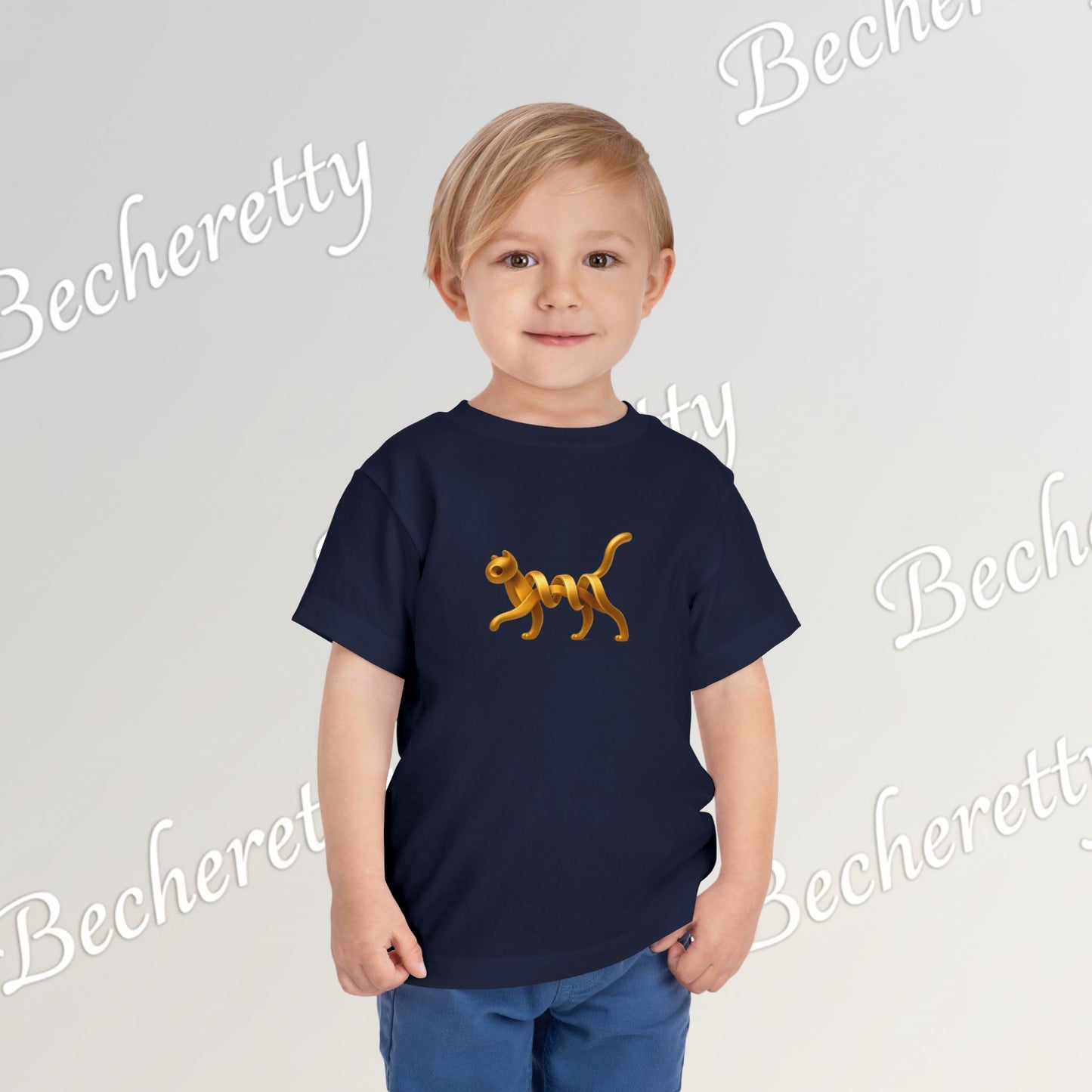 Cut Artistic "Golden Cat" Graphic Becheretty - Toddler Tee - Perfect for everyday wear with an artistic edge.