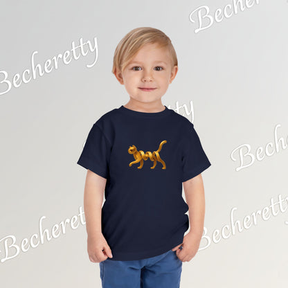 Cut Artistic "Golden Cat" Graphic Becheretty - Toddler Tee - Perfect for everyday wear with an artistic edge.