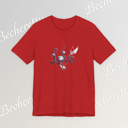 Love Script Tee - Romantic Floral Typography T-Shirt - Art Graphic Becheretty - Ideal gift for your loved one