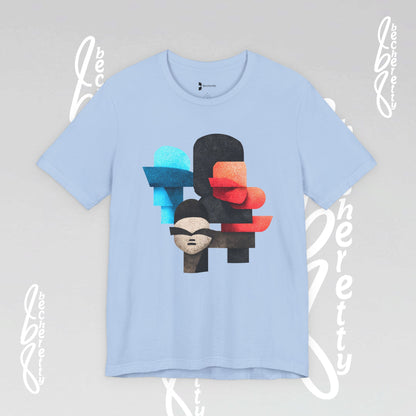 Abstract Face Graphic Tee - Colorful Design Becheretty - Silent Dialogue - Casual Wear