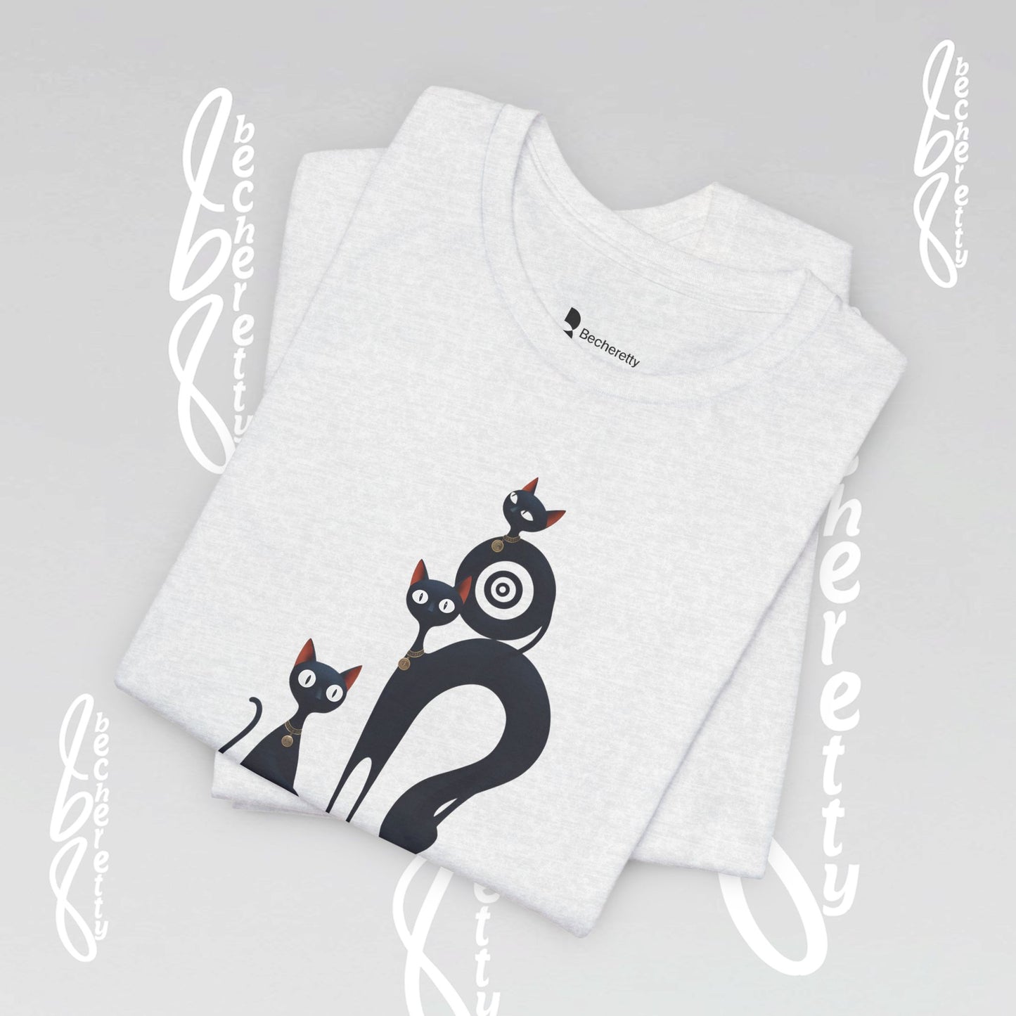 Graphic Tee "Playful Family Cats" Artistic design Becheretty - Wearable Art apparel for special occasions