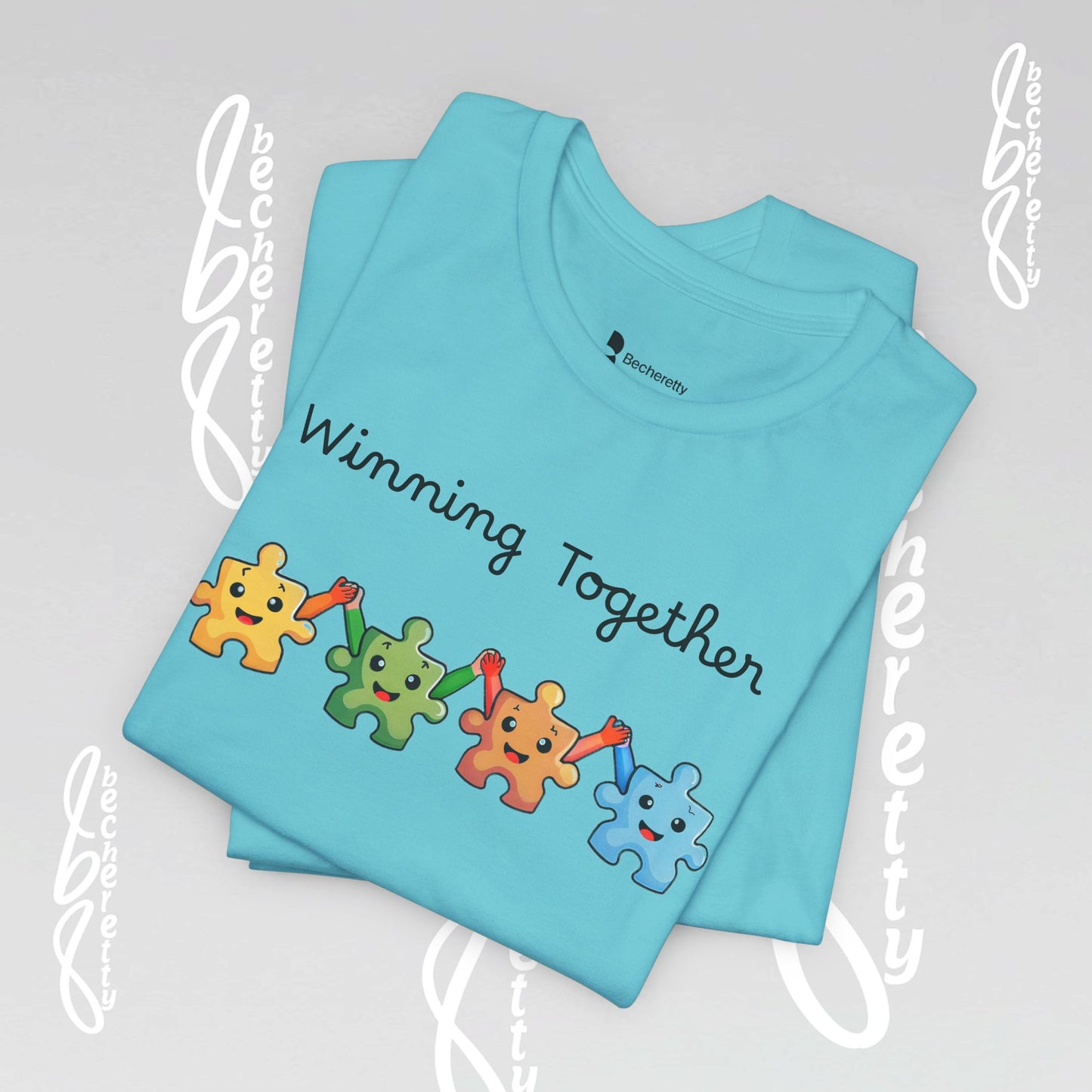Graphic T-Shirt "Winning Together" Celebrating Neurodiversity & Autism Awareness - Becheretty Design