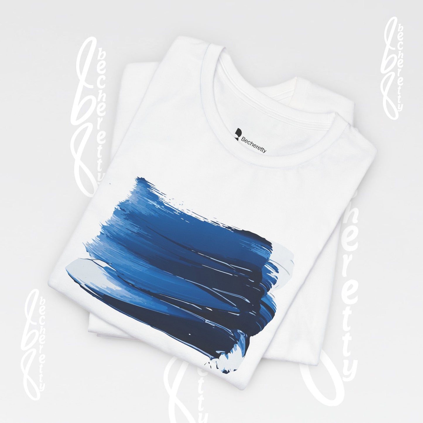 Stylish Blue Brushstroke Unisex Tee - Wear the Passion. Wear the Art - Becheretty - Perfect for summer day by the beach.