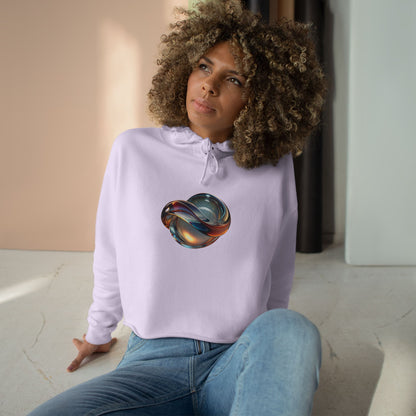Modern Art Crop Hoodie with a Abstract/Futuristic Cristal - Trendy Sweatshirt for Casual Wear, Gift for Art Lovers, Stylish Comfort for Everyday