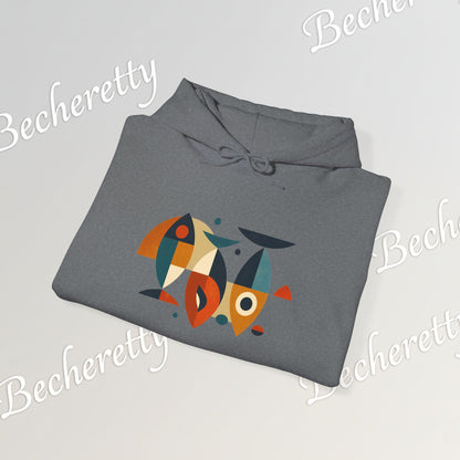Geometric Fish Hoodie - Minimalist Graphic Becheretty, blending abstract geometric shapes
