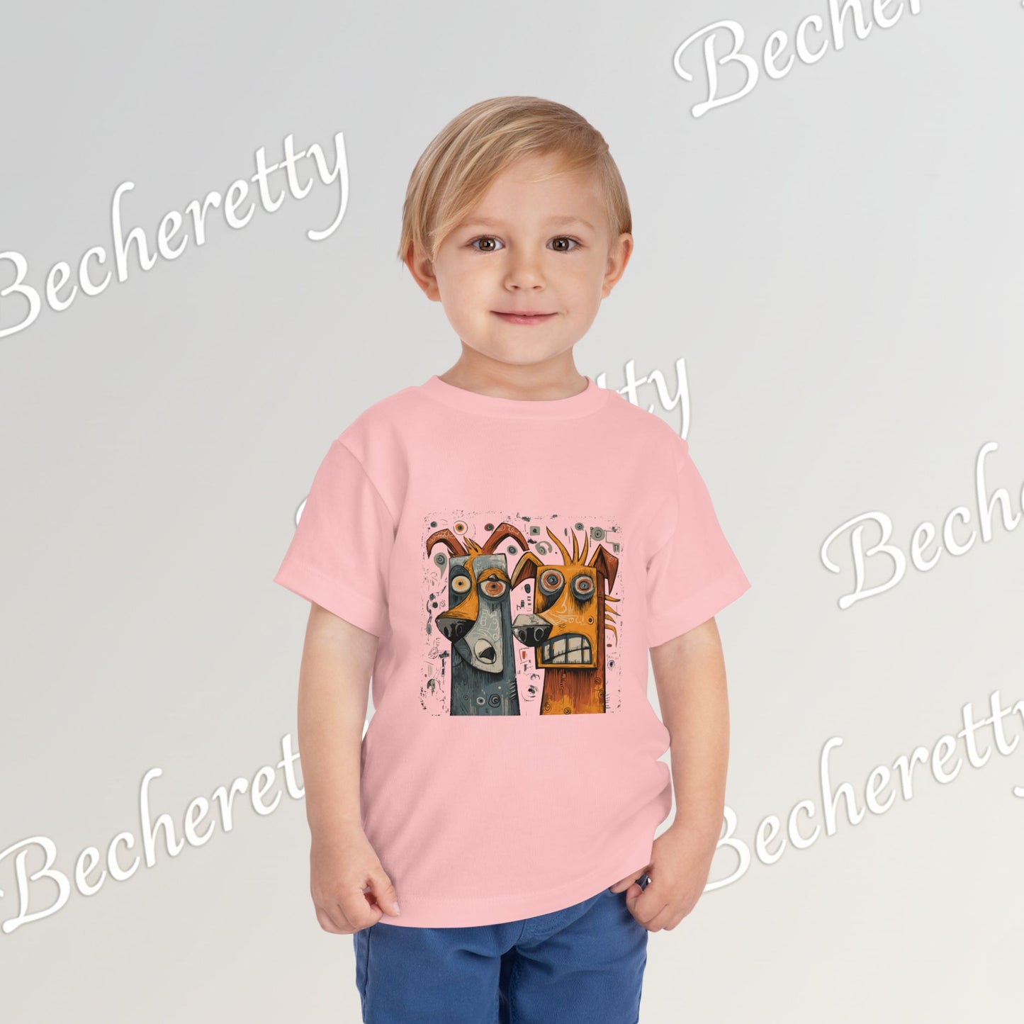 Toddler T-Shirt short sleeve - Cute Artistic Doggies Graphic Becheretty - Perfect for the little ones