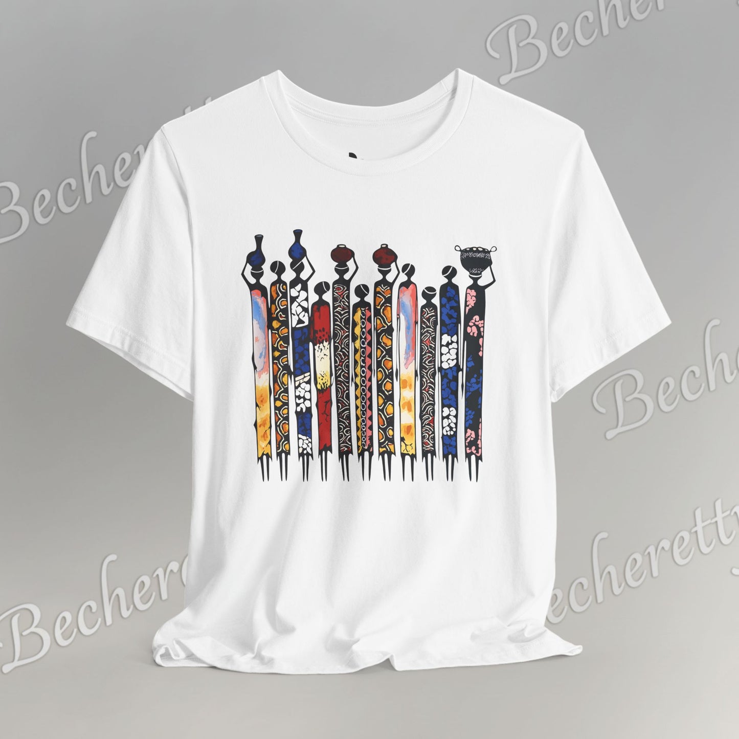 Ancestral Strides - Graphic Tee Becheretty - African tribal art style - Woven with history, worn with pride.