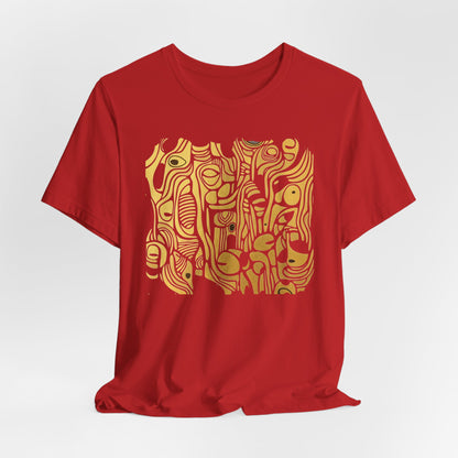 Golden Currents Tee - Abstract Organic line Art Becheretty - Abstract exploration of form and rhythm