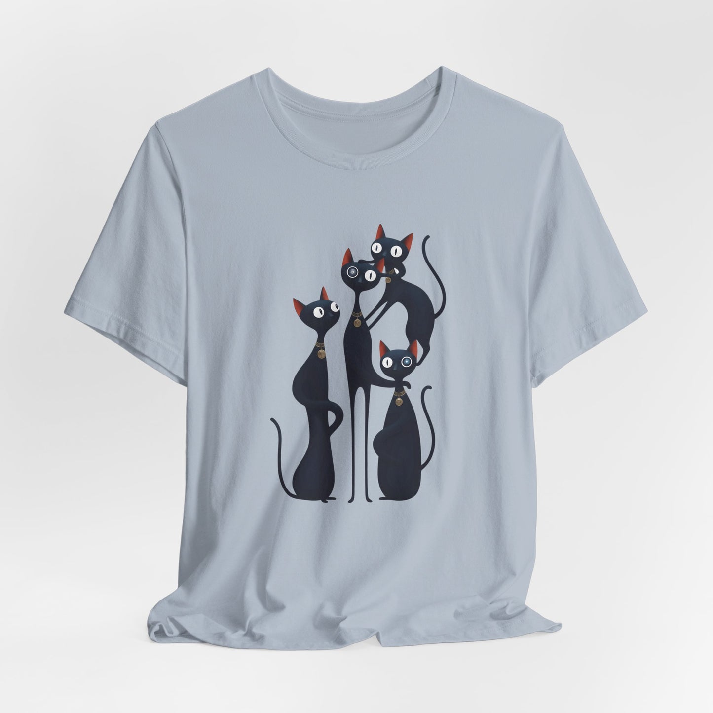 "Cat Family" Graphic T'Shirt Becheretty — Cute Black Cats Illustration - Playful design minimalist