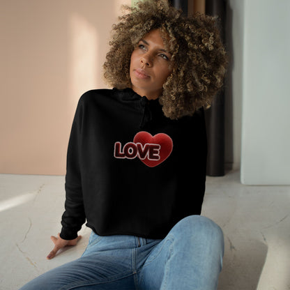 Love Heart Crop Hoodie — Plush Covered in Fur Graphic- Art Graphic Minimalist Becheretty