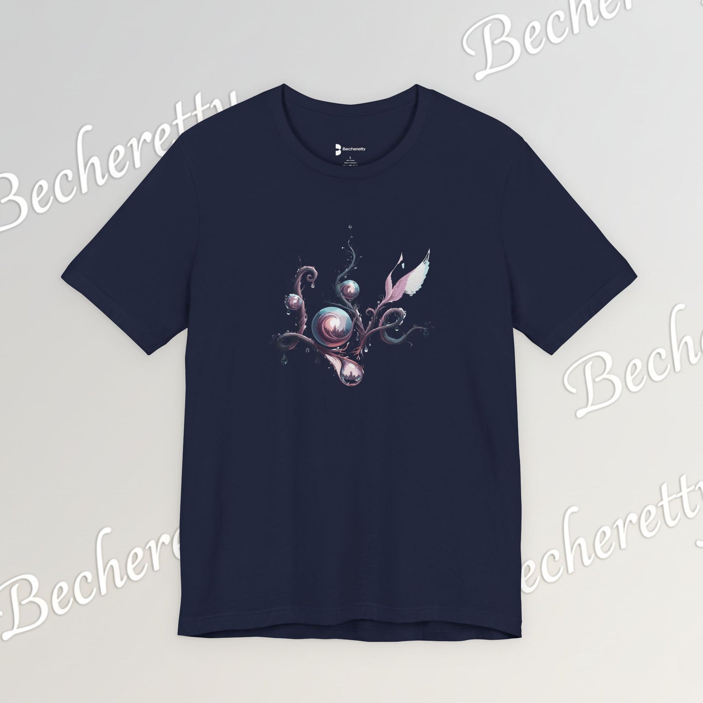 Love Script Tee - Romantic Floral Typography T-Shirt - Art Graphic Becheretty - Ideal gift for your loved one