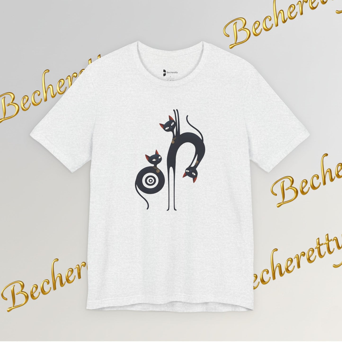 Graphic T-Shirt "Cat Trio" Design Surrealist & Minimalist Becheretty - Artful presence , casual wear.