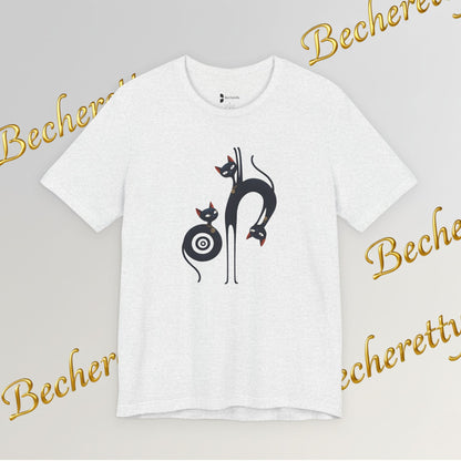 Graphic T-Shirt "Cat Trio" Design Surrealist & Minimalist Becheretty - Artful presence , casual wear.