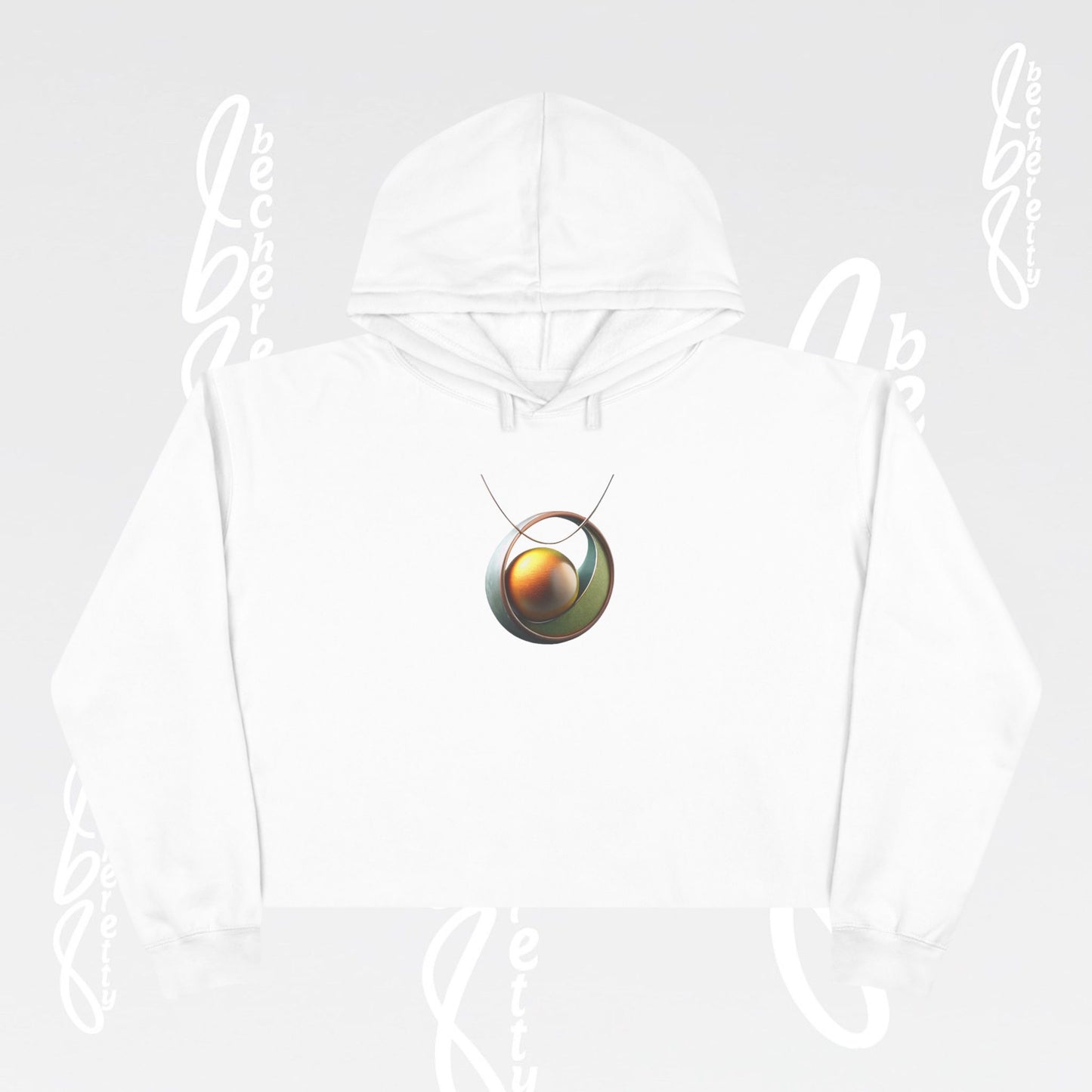 Artistic Necklace Graphic Crop Hoodie Becheretty - Minimal Fashion expression for Art Lovers