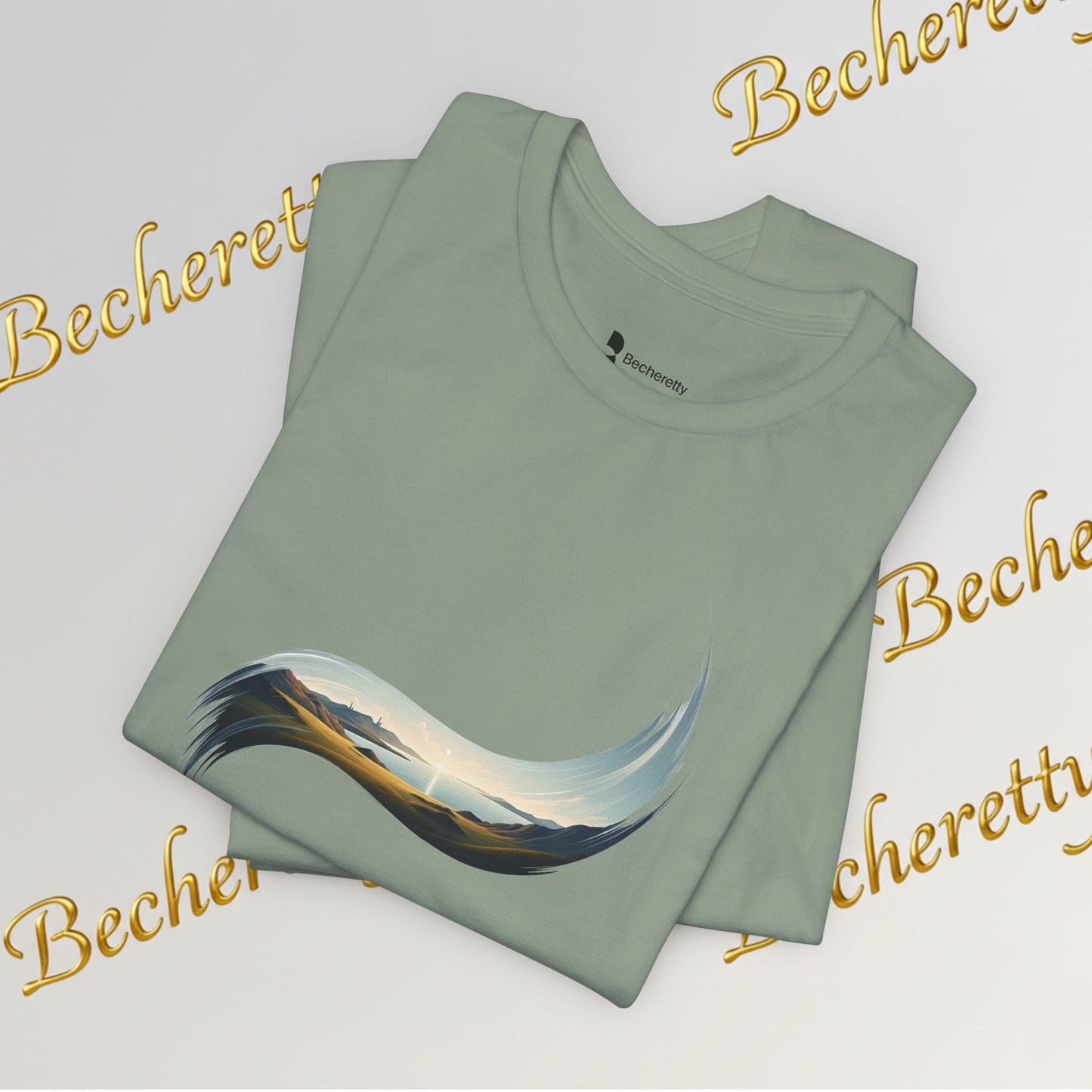 Abstract Wave Tee — Minimal Coastal Brushstroke T-Shirt Becheretty - Ideal Gift - Original Design