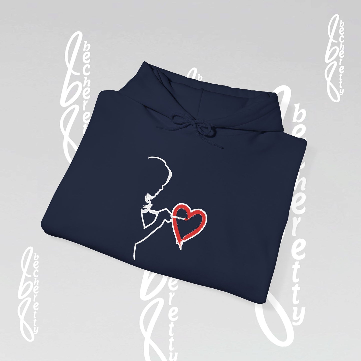 Art Minimalist Hoodie 'Painting Love' Becheretty Graphic - Quietly expressive brushstroke.