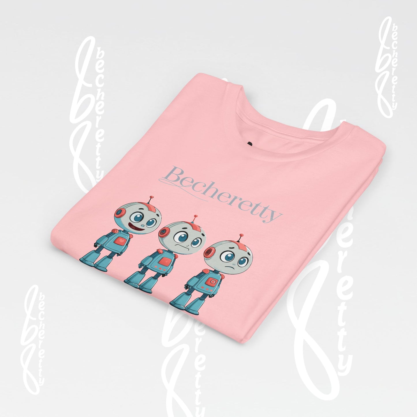 Youth T-Shirt short sleeve  "Three Funny Kid Robots" Graphic Becheretty - Original gift for birthdays
