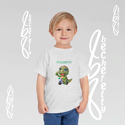 Toddler T-Shirt with a Cute Dino - Becheretty Playful Design Tee - Birthday Gift Idea