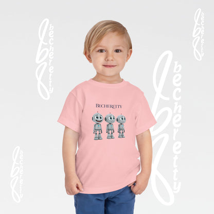 Graphic Toddler Short Sleeve T-Shirt - Funny Robots - Becheretty