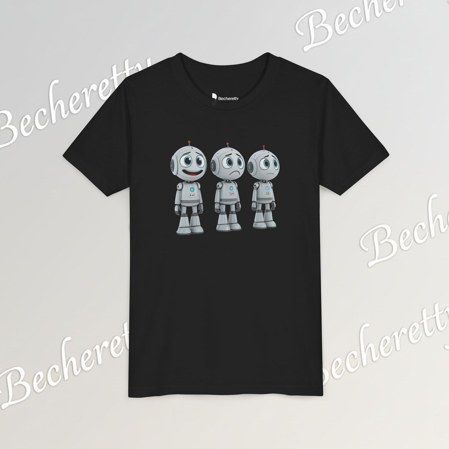 Youth T-Shirt  "Three Funny Kid Robots" Art Graphic Becheretty - Perfect for expressing your daily mood without saying a word