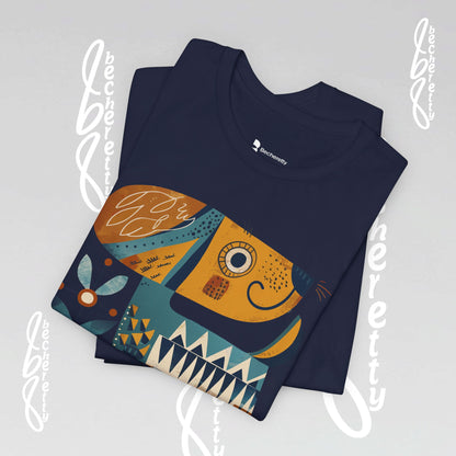 Abstract Guardian Folk Art Dog T-Shirt — Modern Canine Lover Gift