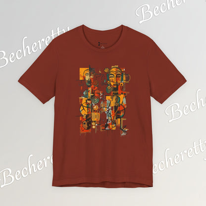 African Art T-Shirt "Ancestral Echoes" Graphic Becheretty - Abstract style - Ethno-Contemporary Fashion