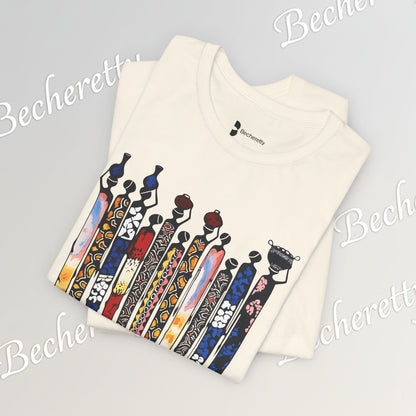 Ancestral Strides - Graphic Tee Becheretty - African tribal art style - Woven with history, worn with pride.