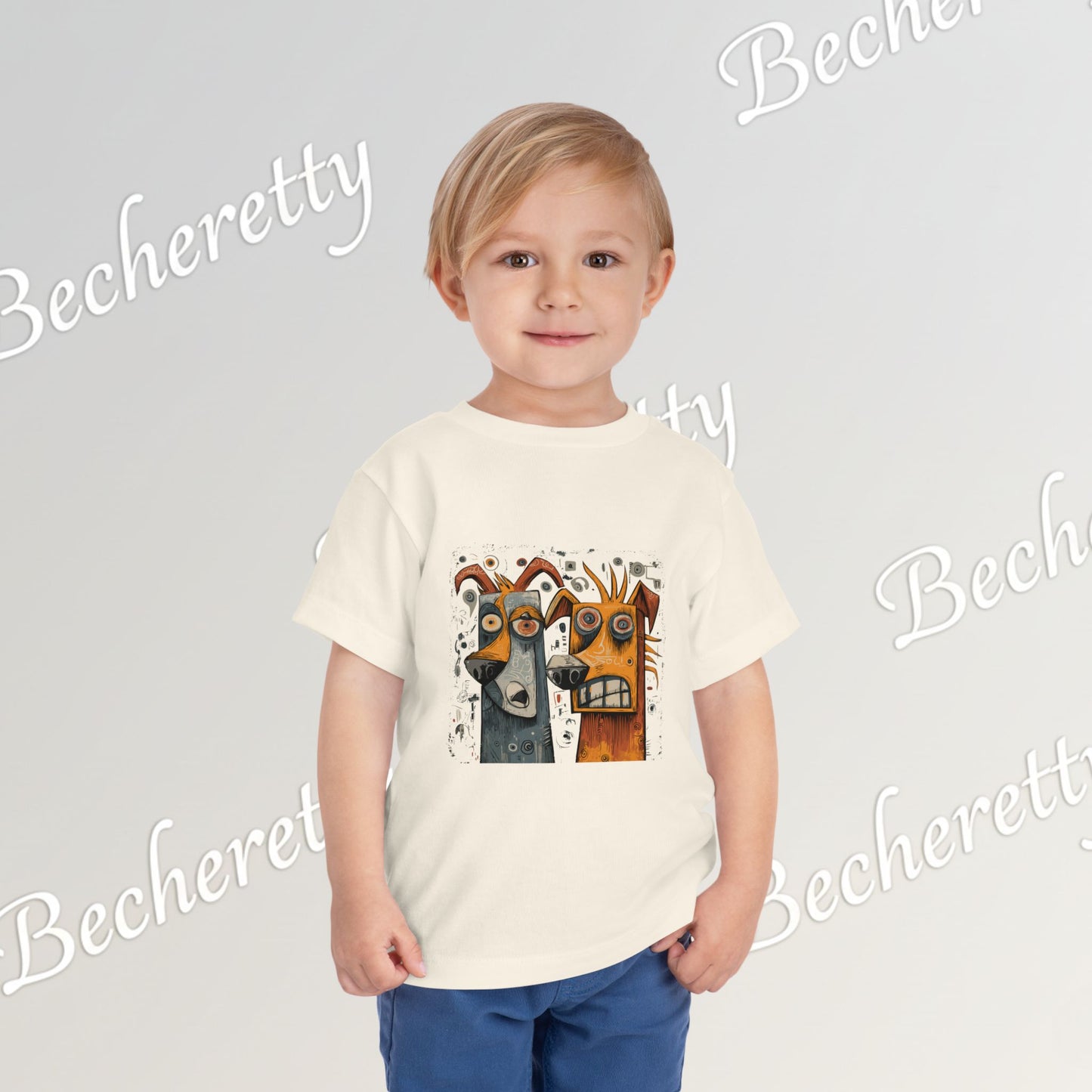 Toddler T-Shirt short sleeve - Cute Artistic Doggies Graphic Becheretty - Perfect for the little ones