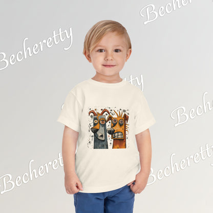 Toddler T-Shirt short sleeve - Cute Artistic Doggies Graphic Becheretty - Perfect for the little ones