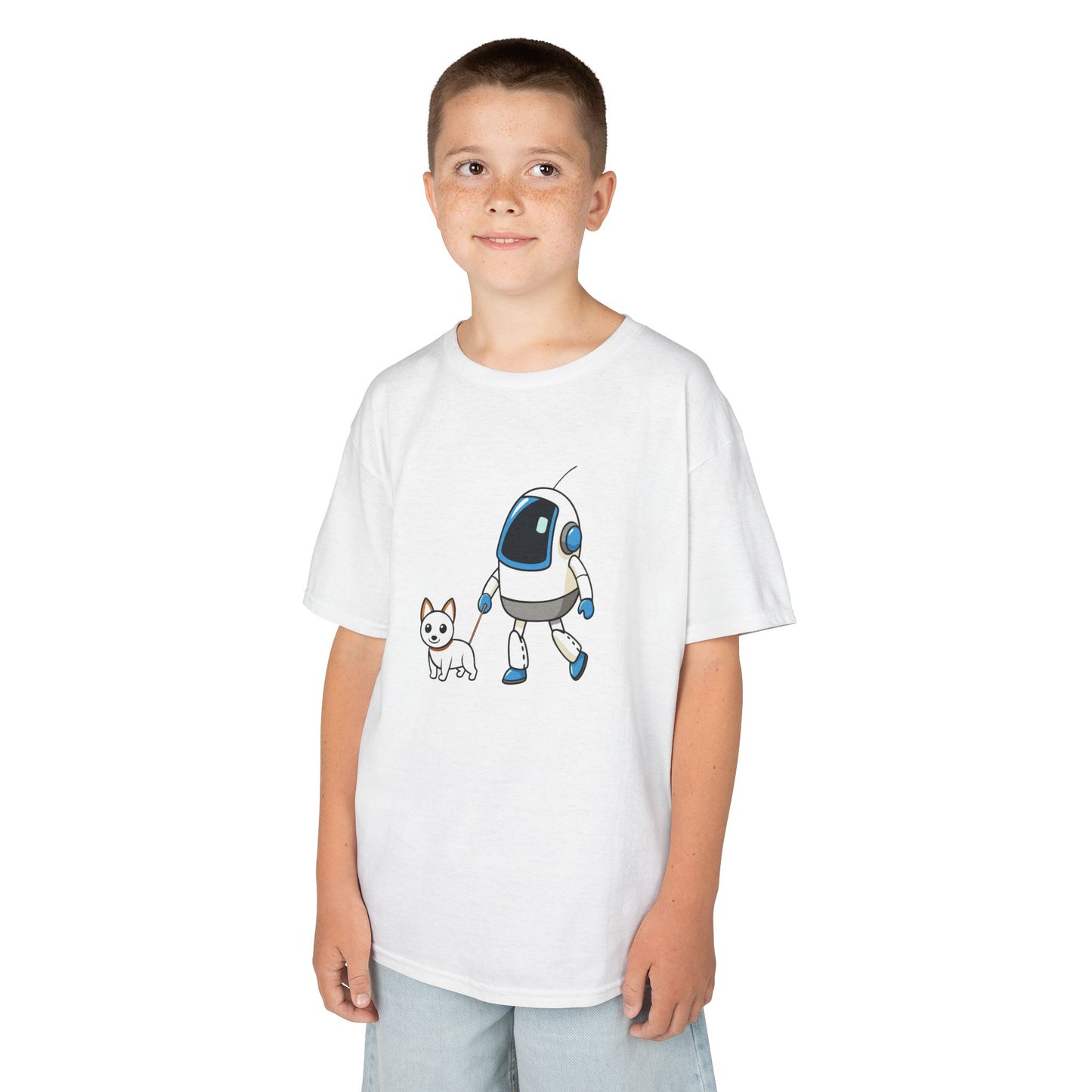 Cute Kids Robot & Dog  - T-Shirt for Youth - Art Graphic Becheretty - Gift for Children